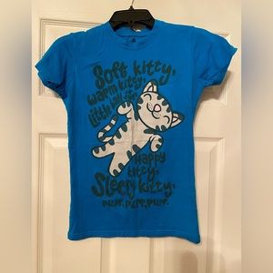 Big Bang Theory Soft Kitty Graphic T-Shirt Blue Girls Size Small